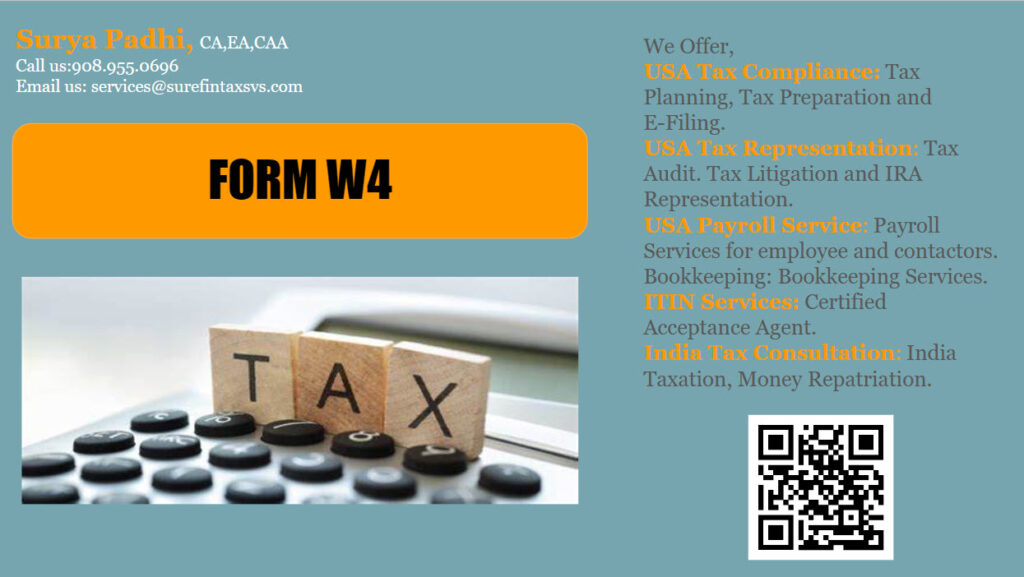 Form W4, Withholding Tax.